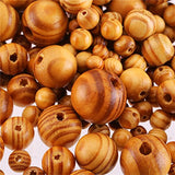 CCINEE 240 Piece Natural Spacer Wood Beads Pine Polished Loose Beads with Mixed Sizes for Jewelry