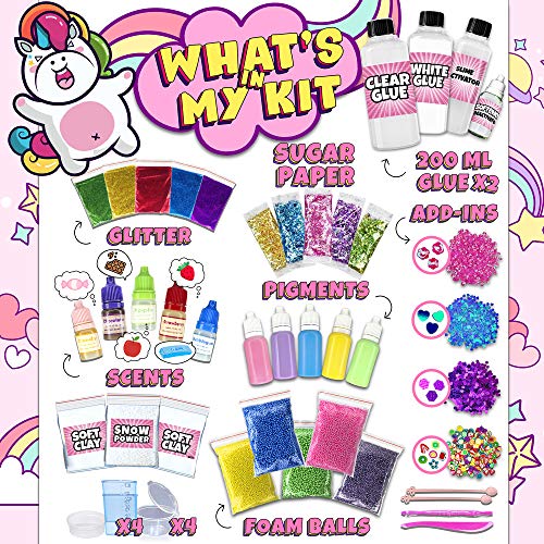 GONGYIHONG Unicorn Slime Kit Supplies for Girls -Flyffy Slime, Unicorn Slime,  Cloud Slime, Slime Making Kit with Stuff for Unicorn, Glitter, Floam Beads  and Googly Eyes