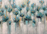 Yotree Paintings - 24x48 Inch 3D Oil Paintings on Canvas Blue Flowering Shrubs Heavy Texture Acrylic Painting Wall Art Wall Decoration Wood Inside Framed Hanging Ready to Hang