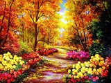 DIY 5D Diamond Painting Kits for Adults Kids Autumn Forest Landscape Full Drill Embroidery Paintings Rhinestone Flower Clad Road DIY Painting Cross Stitch Arts Crafts for Home Wall Decor (16x12inch)