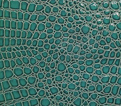 Vinyl Fabric Crocodile DARK TURQUOISE Fake Leather Upholstery / 54" Wide / Sold by the Yard