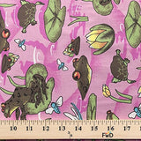 Frog Pond Pink Print Fabric Cotton Polyester Broadcloth By The Yard 60" inches wide