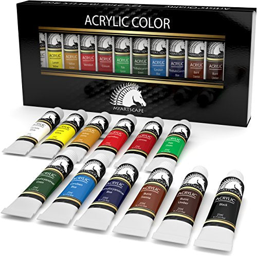 Acrylic Paint Set - 12 x 21ml Art Paints - Artists' Quality - MyArtscape