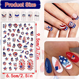 Independence Day Nail Art Stickers Decals, USA Flag Nail Self-Adhesive Sticker Designs, Patriotic American Nail Transfer Decal for 4th of July, Women Girls False Nails Manicure Art Holiday Decorations