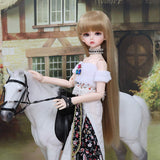BJD Doll 1/4 Ball Mechanical Jointed Doll with Full Set of Clothes Coat Shoes Hair Socks Pants Accessories,Height 16 in