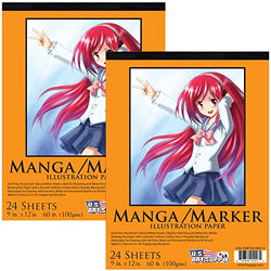 U.S. Art Supply 9" x 12" Premium Manga-Marker Paper Pad, 60 Pound (100gsm), Pad of 24-Sheets