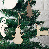MACTING 30pcs Unfinished Wood Christmas Ornaments with Holes - Angel, Deer, Ball, Doll, Snowman,