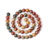 Qiwan 45PCS 8mm Natural Picasso Jasper Gemstone Round Loose Stone Beads for Jewelry Making Wholesale Beads 1 Strand 15"