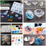 UV Epoxy Resin Jewelry Kit Cristal Non-Toxic, 3 Epoxy + 11 Molds 31 Shapes + 100 Rings + 12 Dried Flowers + 12 Coral Flowers + 12 Glassines + 12 Holographic Paper + 12 Glitters Pigment Powder
