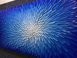 Amei Art,30x60 Inch Abstract Flower Textured Oil Paintings 3D Hand-Painted Ocean Blue Wall Art on Canvas wood Inside Framed Wood Inside Framed Ready to Hang