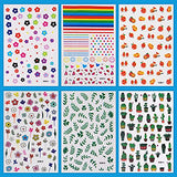 16 Sheet 3D Nail Decals Stickers, Self-Adhesive DIY Nail Art Decoration Set Including Cartoons Flowers Leaves Plants Fruits Patterns for Women Girls