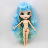 ASDAD BJD Nude Doll 1/6 SD Doll Blyth Nude Doll Blyth 1/6 Nude Doll with Light Blue Mix Green Hair with Bangs Wihte Skin 30 cm Joint Body DIY Toys