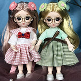 1/12 Ball Jointed Long Hair Doll 6 Inch,13 Jointed Doll 17 cm Little Princess Suit Clothes Shoes Accessory Lovely Children Toy Girl Present (Pink Dress + Green Dress)