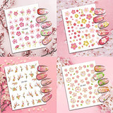 Cherry Blossom Nail Art Stickers 3D Flower Nail Decals Pink Floral Peach Blossom Design Self Adhesive Spring Summer Nail Stickers for Women DIY Acrylic Nail Decoration Manicure Tip