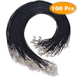 Paxcoo 100Pcs Black Waxed Necklace Cord with Clasp Bulk for Bracelet Necklace and Jewelry Making