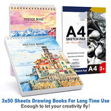 Professional Art Set 85 Piece with 3 x 50 Page Drawing Pad, Deluxe Art Kit in Portable Wooden Case-Painting & Drawing Set Professional Art Supplies for Kids, Teens and Adults/Perfect Gift