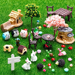 Skylety 64 Pieces Miniature Fairy Garden Accessories Mini Animals Miniature Ornament Kit Animal Figurines Animals Miniature Micro Landscape Accessories for Dollhouse Decoration Plant House Decor