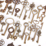 KeyZone Wholesale 69 Pieces Large Antique Bronze Vintage Skeleton Mixed Key Charms Necklace Pendant