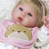 Paradise Galleries Happy Teddy Girl Reborn Baby Doll. 19 inch Great 1st Baby Doll That Comes with 3 Accessories. Age 3+