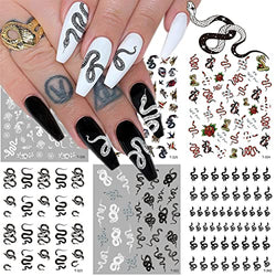 Snake Nail Art Stickers Decals Nail Art Supplies 3D Nail Self-Adhesive Hot Snake Nail Decals for Acrylic Nails Designs Manicure Tips Decoration DIY Decor Nail Art Accessories