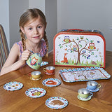 Woodland Animals Kids Tin Tea Set & Carry Case (14 piece Tea Set for Kids) Slimy Toad