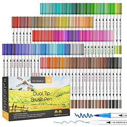 GC QUILL 120 Colors Dual Brush Pens Art Markers, Fine and Brush Tip Markers for Calligraphy Drawing Lettering Sketching Coloring Painting - MU-120