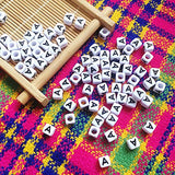 Amaney Letter Beads A 100pcs 6x6mm White Square Acrylic Black Alphabet for Bracelet Jewelry Making