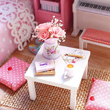 Flever Dollhouse Miniature DIY House Kit Creative Room with Furniture and Cover for Romantic Valentine's Gift (Sunny Princess)