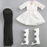 Clicked 1/4 White Dress BJD SD Doll Full Set 41Cm 16Inch Jointed Dolls + Wig + Skirt + Makeup + Shoes Surprise Gift Doll