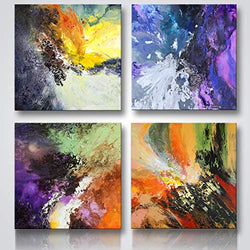 CANVASZON Abstract Wall Art Painting Abstract Home Decor Abstract Canvas Art for Bedroom Office Livingroom Reading Room Kids Room Decor 16x16inchx4 Panels