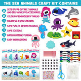 CiyvoLyeen Sea Animals Sewing Kit Mermaid DIY Felt Plush Craft Kit Make Your Own Ocean Animals Gifts for Beginner Boys and Girls Educational Kids Art Craft Supplies Set of 12
