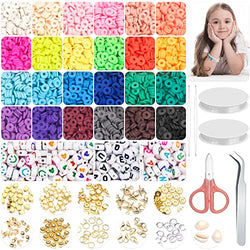 Clay Beads, 7200pcs Heishi Beads with 24 Colors 6mm Polymer Clay Beads, Flat Beads for Bracelets Jewelry Making Clay Bead Kit