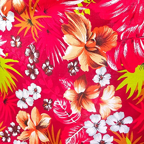 Hawaiian Floral Pink Poly Cotton, 58"/60" Inches Wide – Sold By The Yard (FB)