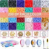 MECUMZ 4000 Pcs Polymer Clay Beads for Bracelets Making Kit -6mm Flat Kits -20 Color DIY Bead Bracelet & Jewelry Preppy Beads-Flat Clay, Small