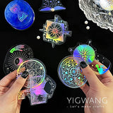 45pcs Resin Stickers of Magic Type for Art Crafts,Shiny Holographic Stickers, Glitter Transparent Stickers - Resin Decoration Accessories for Scrapbook Silicone Resin Molds,Water Bottles, Scrapbook Stickers, Laptop, Bullet Journals
