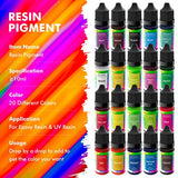 Jelife Epoxy Resin Color Pigment - Upgraded 20 Color Liquid Resin Colorant for UV Resin, Non-Toxic Epoxy UV Resin Dye Perfect for Resin Jewelry Making DIY Crafts Art Tumblers Cup Decorating, Each 10ml