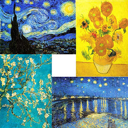 4 Pack 5D DIY Diamond Painting Kits for Adults Kids, Full Crystal Drill Rhinestone Van Gogh Diamond Pictures Art Crafts for Home Wall Decor Gift - 12x16 Inch