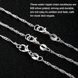 TecUnite 24 Pack Silver Plated Water Ripple Chain Necklace with Lobster Clasps and Velvet Storage