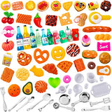 160 Pcs Mini Food Toys, Miniature Food Drinks Bottles for Doll Kitchen Pretend Play, Mixed Resin Kitchen Food Cutlery Toys for Adults Teenagers Doll House