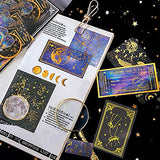 60PCS Scrapbooking Stickers DIY Decoration Foil Gold Universe Washi Stickers Set for Scrapbook Decoration Notebooks (Universe Night)