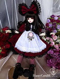 6 PCS Lolita Dress / Outfit Dress Suit 1/4 MSD BJD Dollfie / 100% Custom-made Doll Dress / Wine Red