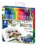 Staedtler 334C36JBLU  Johanna Basford Triplus Fineliner Pens for Adult Coloring Books (Set of 36)