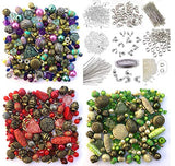 Approx X 1500 Jewelry Making Beads Mix Starter Kit for Beginners in Purple, Red & Green & Jewelry