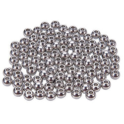 NBEADS 100 Pcs 6mm Metal Spacer Beads 304 Stainless Steel Rondelle Beads, Metal Loose Beads for DIY