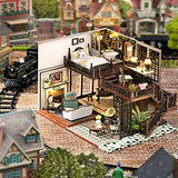 CUTEBEE DIY Dollhouse Miniature with Furniture, Wooden Dollhouse Kit Mini House Plus Dust Proof, Creative Room Idea