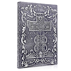Mazeran 3D Embossed Hardcover Journal, Antique Cross Handmade PU Lined Writing Diary, A5 Vintage Patterned Embossing Personal Travel Notebook for Men Women