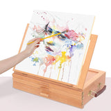Crazyworld Portable Tabletop Beech Easel Displaying Stand,Adjustable Wood Table Sketchbox Easel Desktop Artist Easel with 3 Layers Drawer