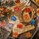 240Pcs Transparent Gold Foil Flower Sticker for Scrapbooking, PET Vintage Floral Waterproof Decals Set Decorative Cute Rose Collection Sticker for Junk Journal, Girl DIY Art Crafts, Album, Planner