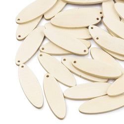 Kissitty 200pcs Natural Unfinished Blank Wooden Oval Flat Pendants Wheat 1.4x0.47 Inch for Earring Pendant Jewelry DIY Craft Making