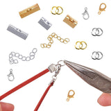 EuTengHao 440Pcs Ribbon Bracelet Kit Bookmark Pinch Crimp Ends Jewelry Findings Supplies Includes Ribbon Ends Crimps Lobster Clasps Open Jump Rings and Chain Extenders (Gold and Silver)